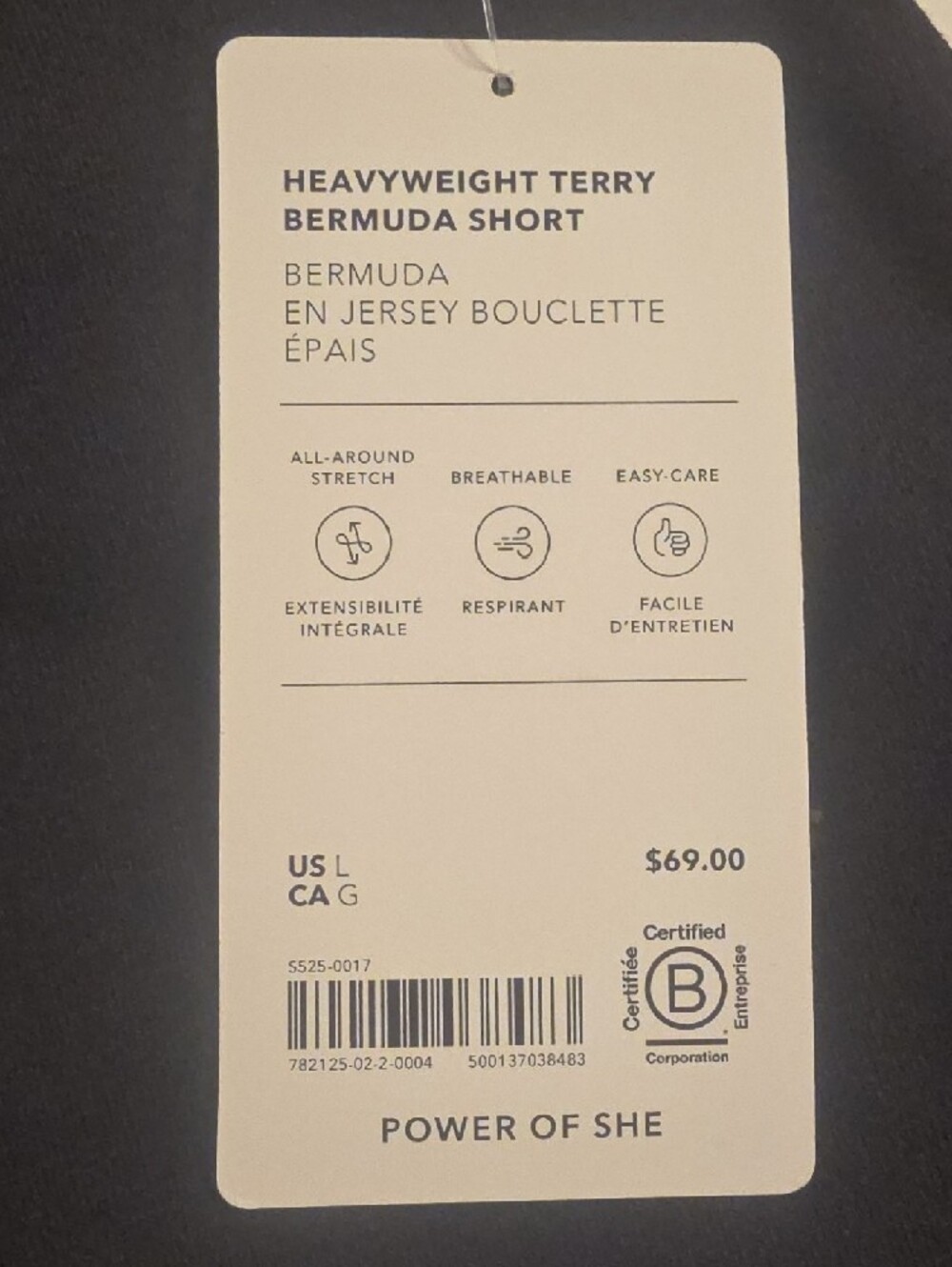 Athleta Black Heavyweight Terry Bermuda Shorts Adjustable Waist Size L - Picture 3 of 14